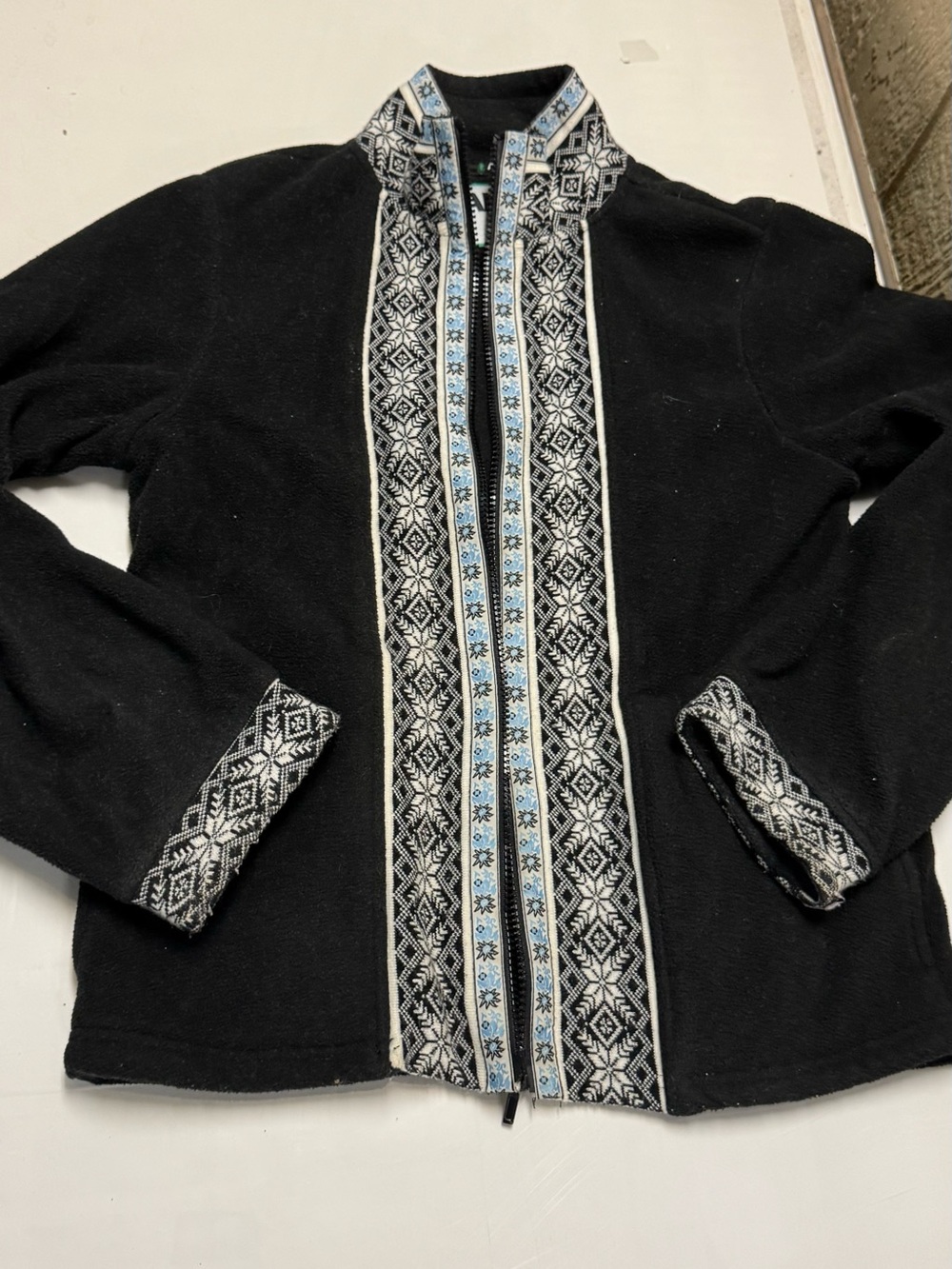 Alpine Sky Women’s Black Jacket  Coat with Light Blue Trim size Medium